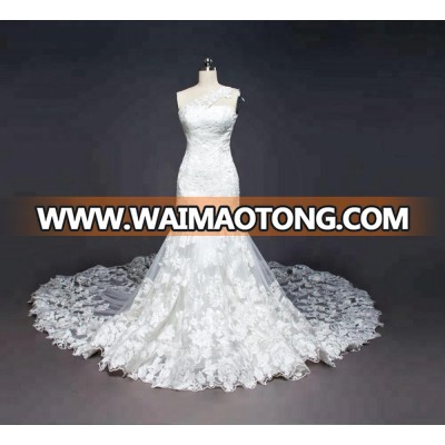 One Shoulder Lace Long Tail Wedding Dresses