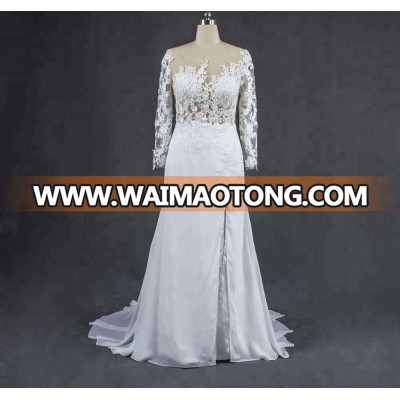 Top See Through Long Sleeve Beach Wedding Dresses