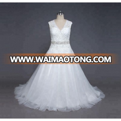 Low Waist Beaded Sash A Line Wedding Dresses